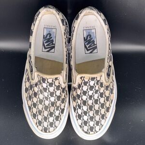 Vans x Brain Dead OG Unisex Checkered Slip-On Sneakers - Black and Cream